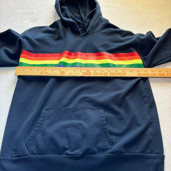 Wonder Nation Girls Navy Blue Rainbow Stripe Hooded Sweatshirt L 10-12 - Picture 3 of 6